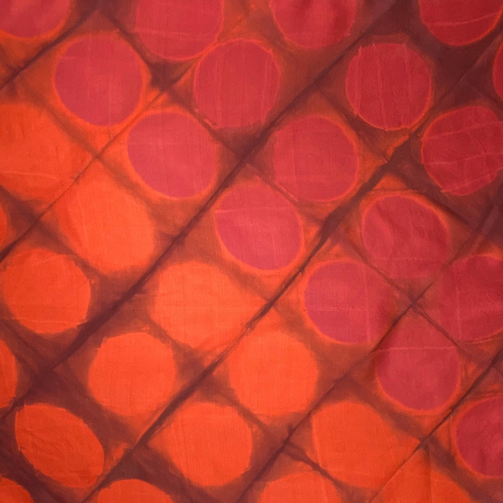 Pañuelo seda shibori puntos rojo